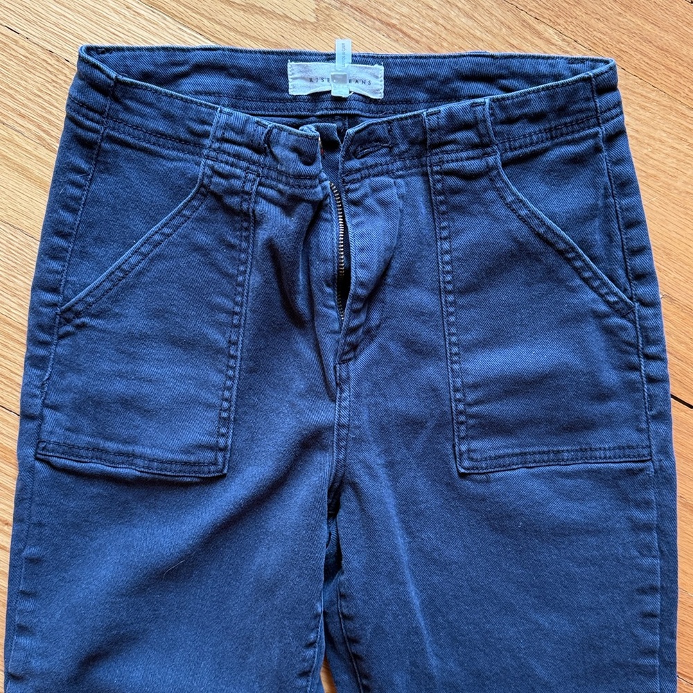 Navy Flare Women's Jeans - Picture 2 of 3